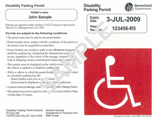Red disability parking permit